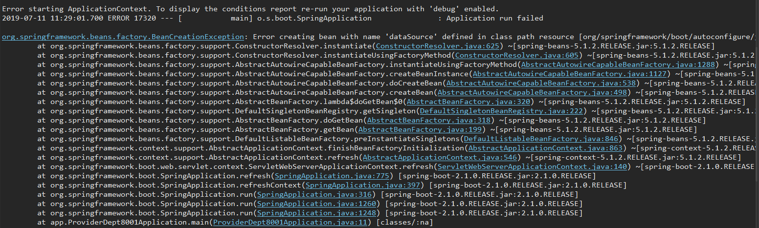 SpringBoot Error creating bean with name 'dataSource' defined in class path resource。。。