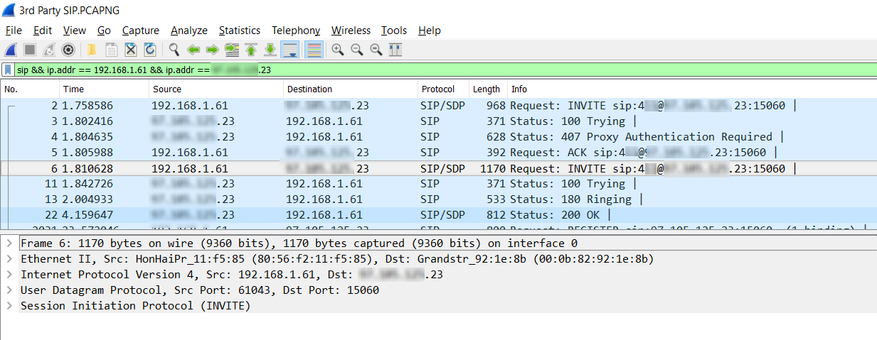 Using Wireshark SIP Analysis for VoIP scenarios