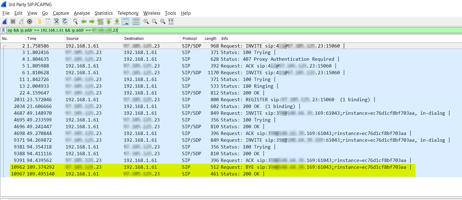 Using Wireshark SIP Analysis for VoIP scenarios