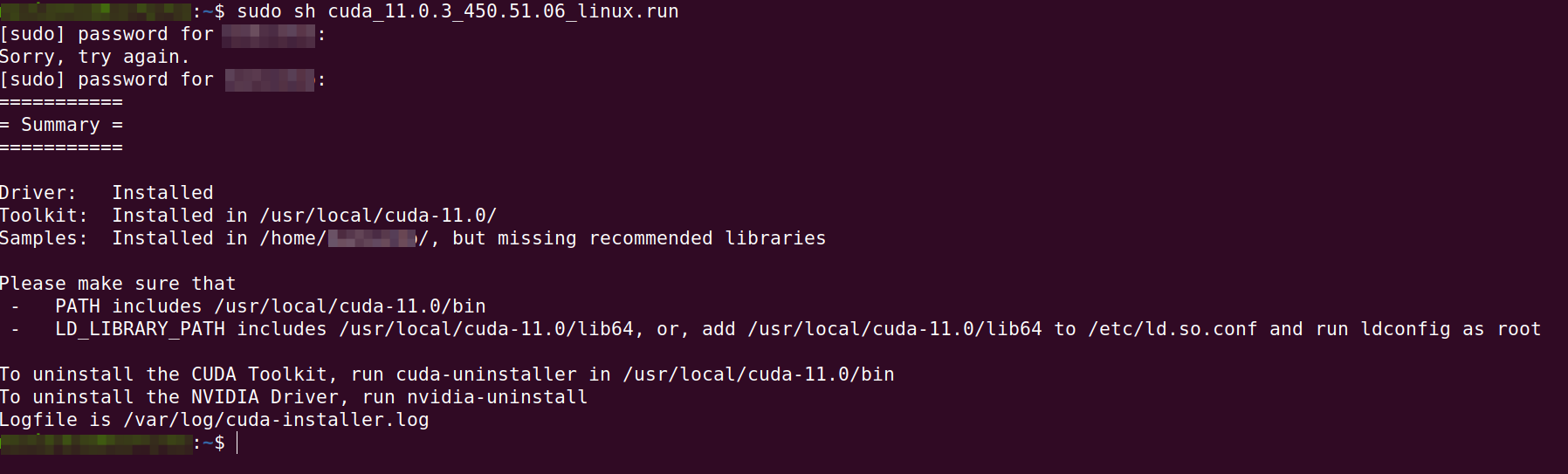 Ubuntu 20.04安装CUDA 11.0、cuDNN 8.0.5、PyTorch 1.7.0