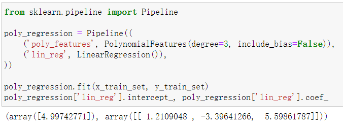 机器学习学习笔记：sklearn.preprocessing.PolynomialFeatures偏置值inlude_bias设置，以及在Pipeline中的设置