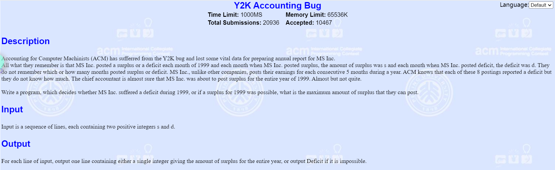 学习随笔——POJ题目2586：Y2K Accounting Bug解答