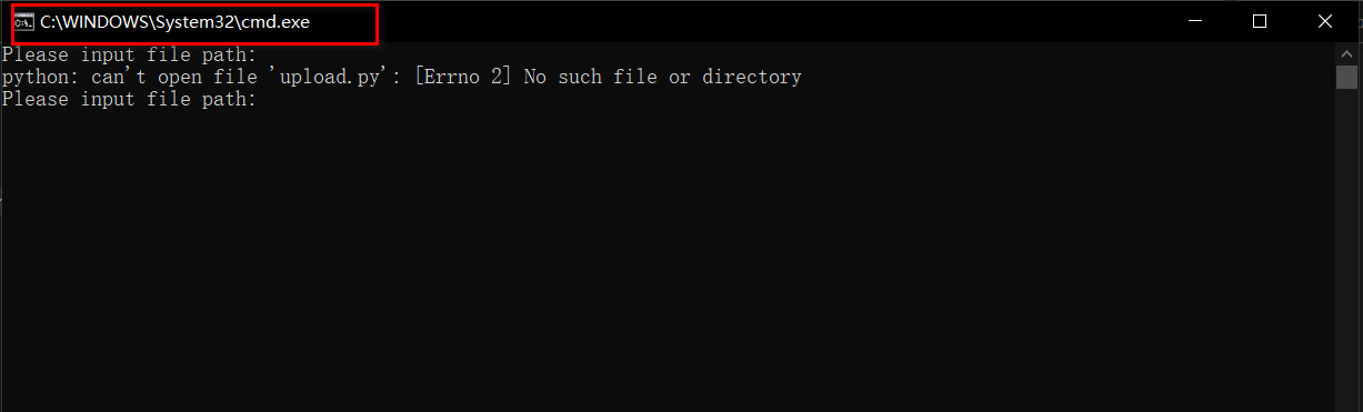 python: can't open file 'upload.py': [Errno 2] No such file or directory