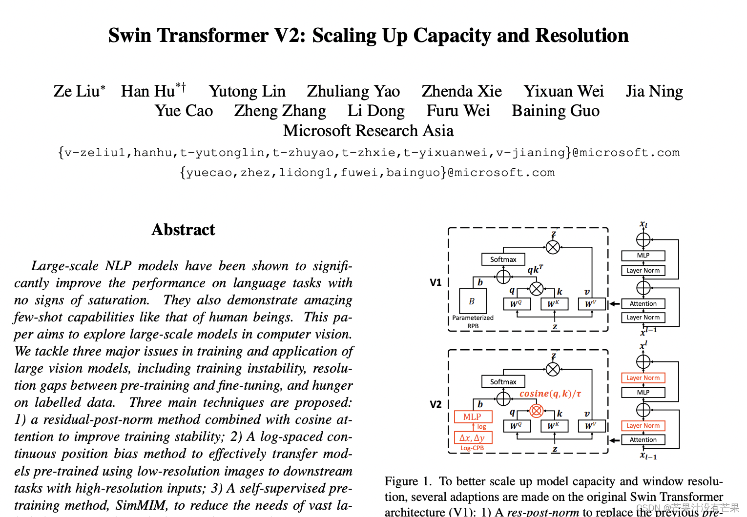 改进YOLOv5系列：27.YOLOv5 结合 Swin Transformer V2结构，Swin Transformer V2：通向视觉大模型之路