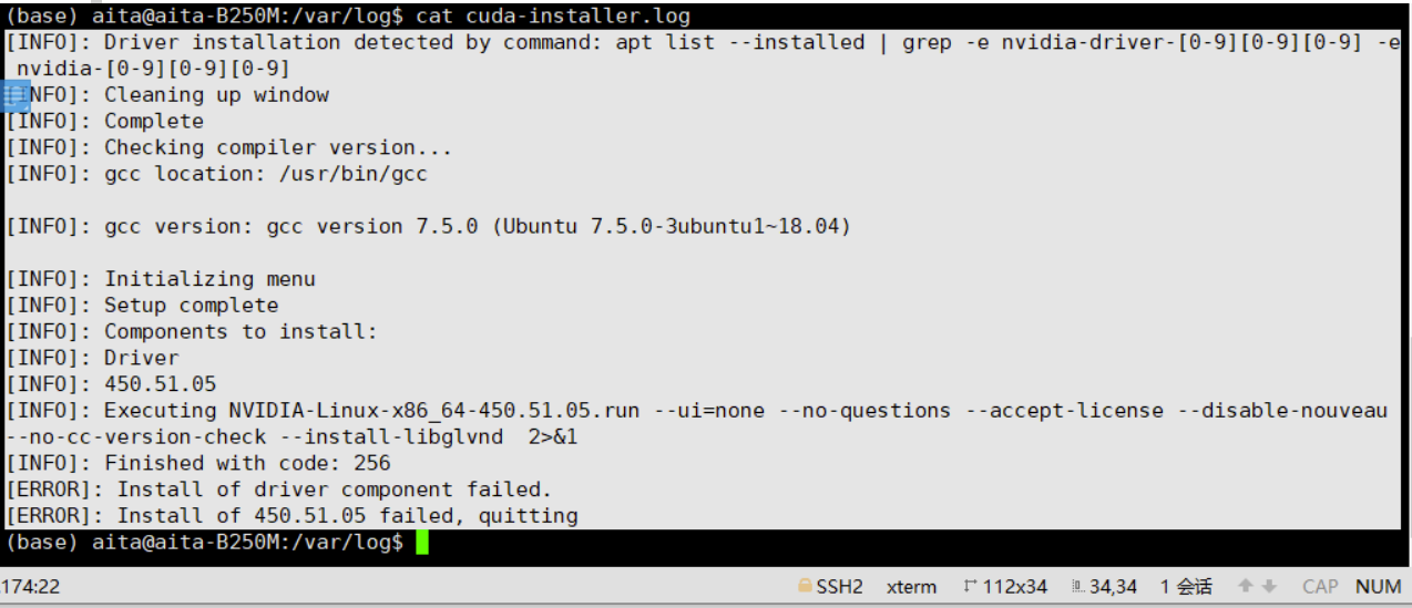 Ubuntu18.04安装CUDA11.0 Installation failed. See log at /var/log/cuda-installer.log for details.