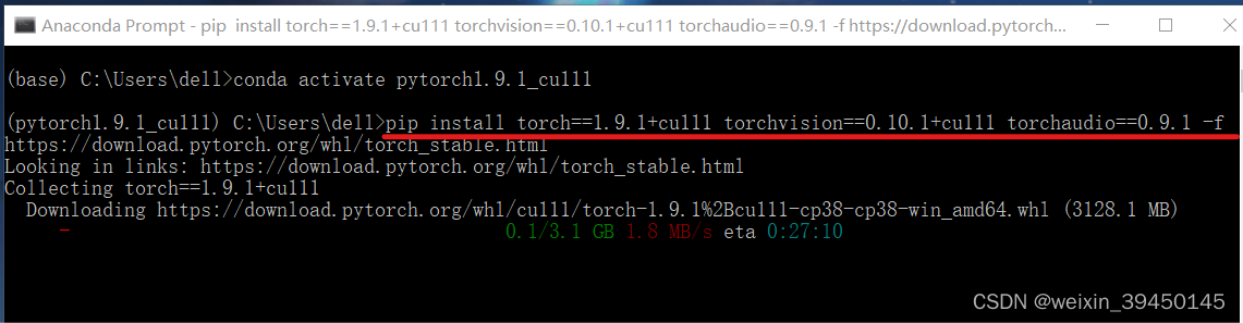 PyTorch1.9.1 GPU版本安装（python3.8+pyTorch1.9.1, torch1.9.1/cu111 + torchvision0.10.1/cu111）