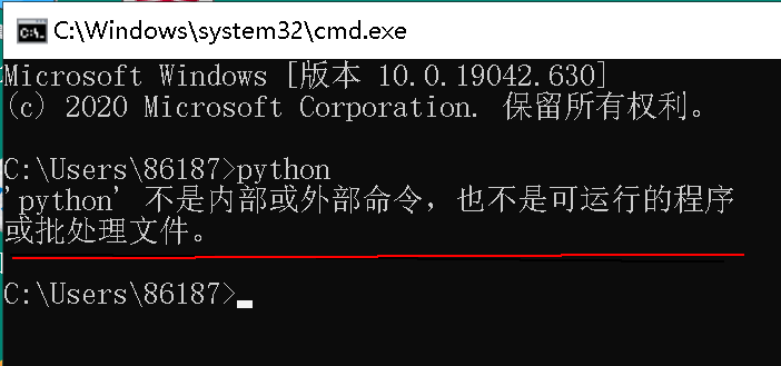 已安装python在cmd命令窗口执行python提示“'python' 不是内部或外部命令，也不是可运行的程序”