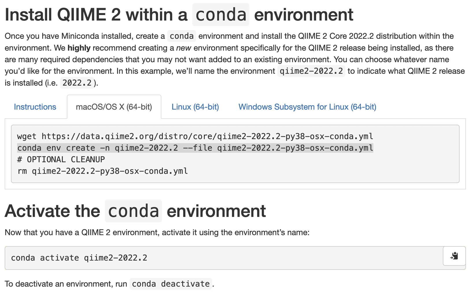 Mac M1系统 miniconda安装、配置conda环境，及在conda环境中安装激活QIIME2