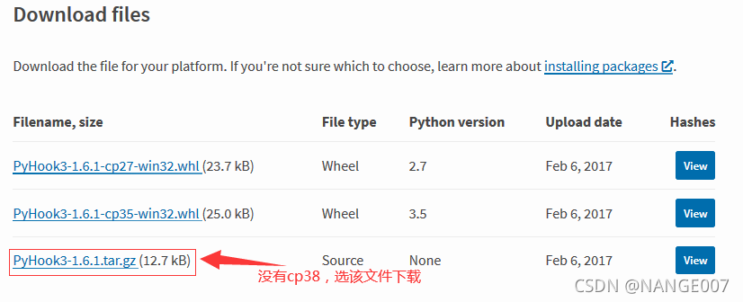 PyHook3 的下载与安装 for window64位+python3.8